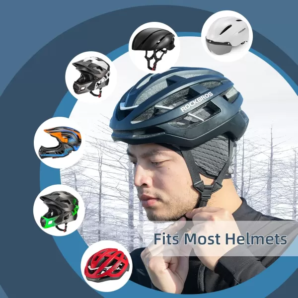 imageROCKBROS Winter Cycling Skull Cap for Men Bike Helmet Liner Earflap Women Thermal Beanie Running Skiing Grey