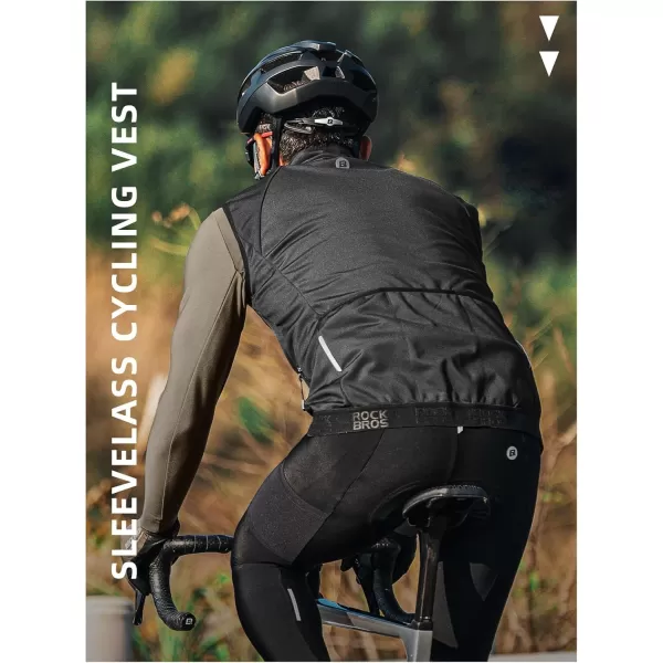 imageROCKBROS Winter Cycling Vest for Men Windbreaker Sleeveless Cycling Jacket with Zipper Pockets Cycling Hiking Golf Sports