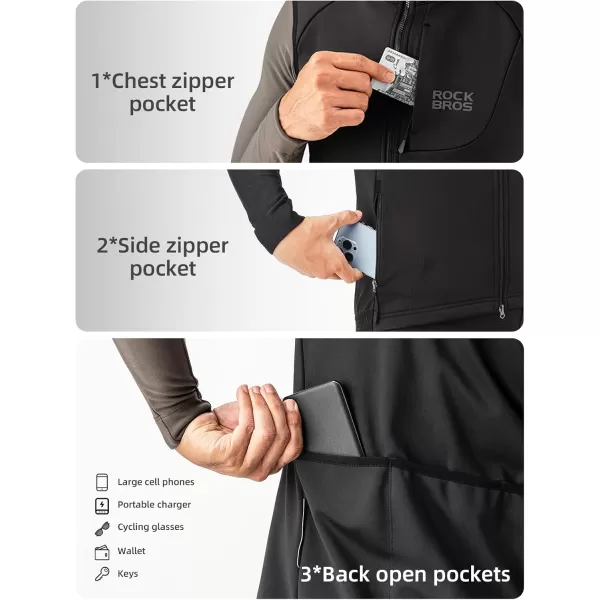 imageROCKBROS Winter Cycling Vest for Men Windbreaker Sleeveless Cycling Jacket with Zipper Pockets Cycling Hiking Golf Sports