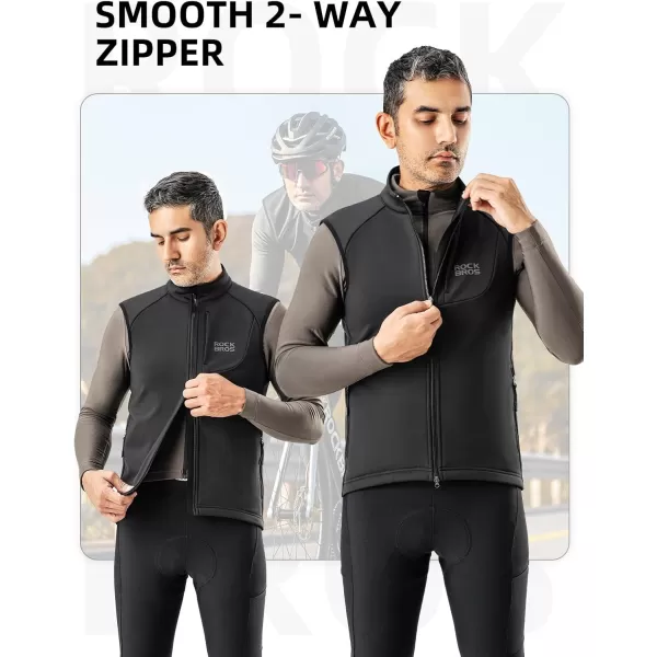 imageROCKBROS Winter Cycling Vest for Men Windbreaker Sleeveless Cycling Jacket with Zipper Pockets Cycling Hiking Golf Sports