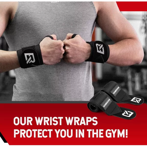 imageROCKBROS Wrist Wraps for Weightlifting 22 Weight Lifting Wrist Wraps with Thumb Loop Premium Quality Wrist Straps for Powerlifting Competition Strength Training Bodybuilding
