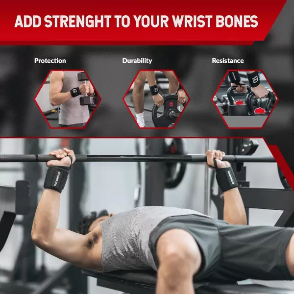 imageROCKBROS Wrist Wraps for Weightlifting 22 Weight Lifting Wrist Wraps with Thumb Loop Premium Quality Wrist Straps for Powerlifting Competition Strength Training Bodybuilding