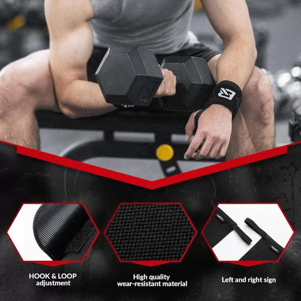 imageROCKBROS Wrist Wraps for Weightlifting 22 Weight Lifting Wrist Wraps with Thumb Loop Premium Quality Wrist Straps for Powerlifting Competition Strength Training Bodybuilding