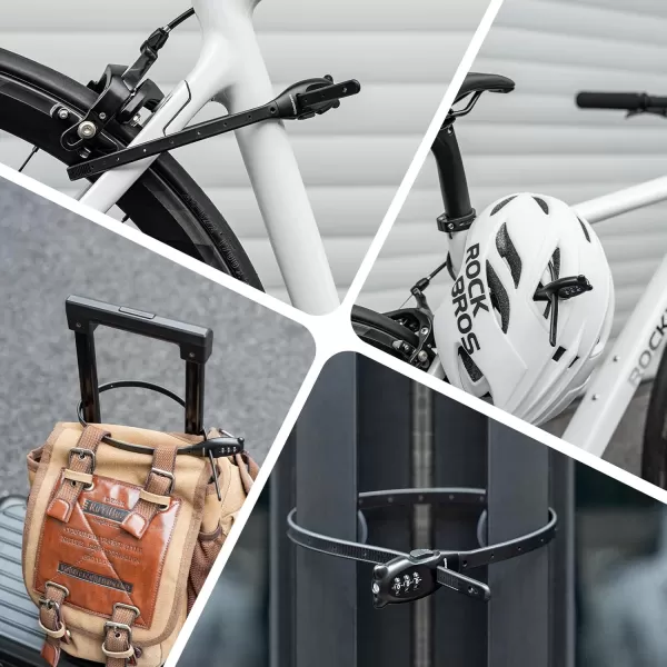 imageROCKBROS Zip Tie Bike Lock Combination Small Cable Lock Lightweight Refrigerator Cabinet Locks with Combination Adjustable Helmet Bike LockExtended Length 1889in