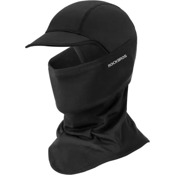 imageROCKBROS Balaclava Ski Mask Thermal Full Face Mask with Brim Neck Warmer for Cold Weather Windproof Face Cover Under Helmet Wear Head Mask for Cycling Skiing Black