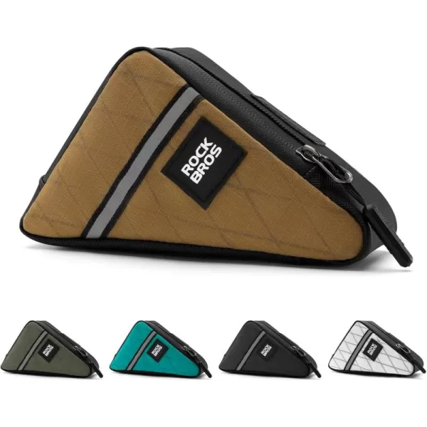 imageROCKBROS Bike Bag Small Tool Bag Bike Frame Pouch Triangle Bike Pouch Waterproof Small Bicycle Bag for Boys Girls Men Women Small Pouch for Road Folding Bike AccessoriesKhaki