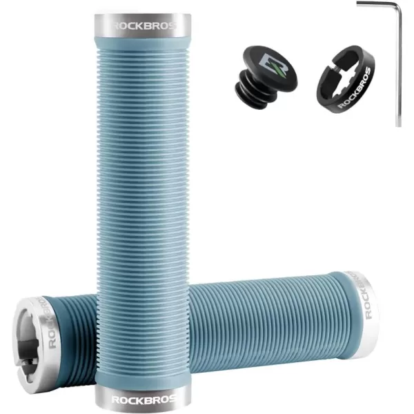 imageROCKBROS Bike Grips Bike Handlebar Grips Double Lockon Mountain Bike Grips Comfortable AntiSlip Handlebar Grips for Mountain Bike BMX Bike Scooter Beach Cruiser Folding Bikeblue