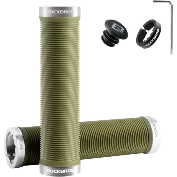 imageROCKBROS Bike Grips Bike Handlebar Grips Double Lockon Mountain Bike Grips Comfortable AntiSlip Handlebar Grips for Mountain Bike BMX Bike Scooter Beach Cruiser Folding Bikegreen