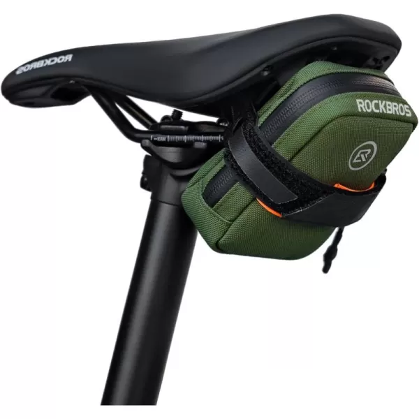 imageROCKBROS Bike Saddle Bag Bike Seat Bag Small Bike Bag Under Seat Small Lightweight and Portable Saddle Bag for Road BikesGreen