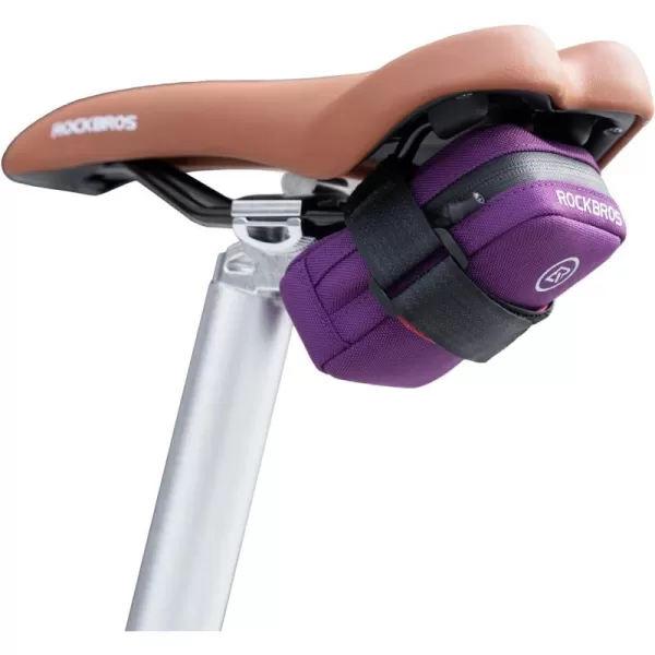 imageROCKBROS Bike Saddle Bag Bike Seat Bag Small Bike Bag Under Seat Small Lightweight and Portable Saddle Bag for Road BikesPurple