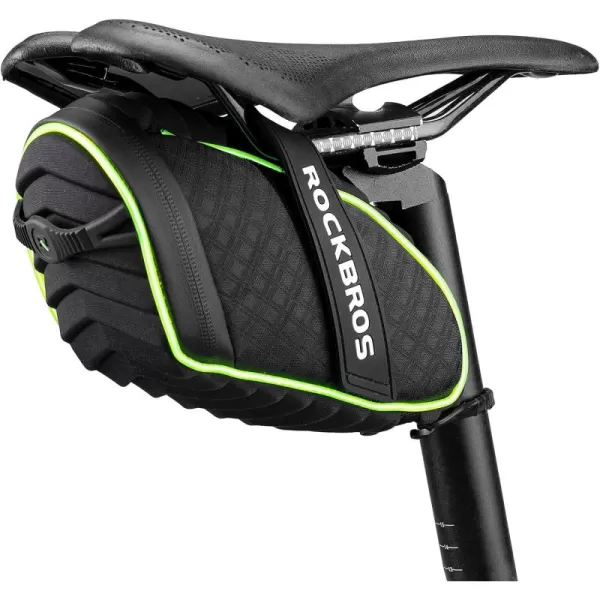 imageROCKBROS Bike Seat Bag Saddle Bag Bicycle with LED Light Bike Bag Under Seat 3D Shell Bike Storage Bag Waterproof Bike Pouch with Rain Cover for Road Mountain Bikes