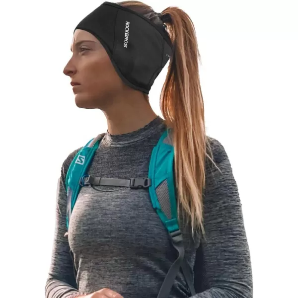 imageROCKBROS Fleece Ear Warmers Earmuffs Headband Men Women for Running Skiing Cycling Warm Ear Cover for Winter Cold WeatherBlackwomen