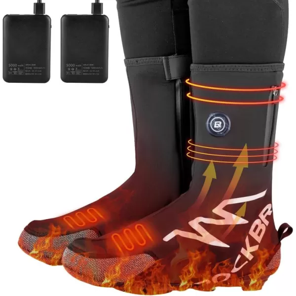 imageROCKBROS Heated Cycling Shoe Covers Winter Shoes Cover for Cold Weather with 5000mAh Battery Warmer Thermal Bike Shoes Cover Windproof Bicycle Overshoes Shoescover for Men WomenLarge105125 US