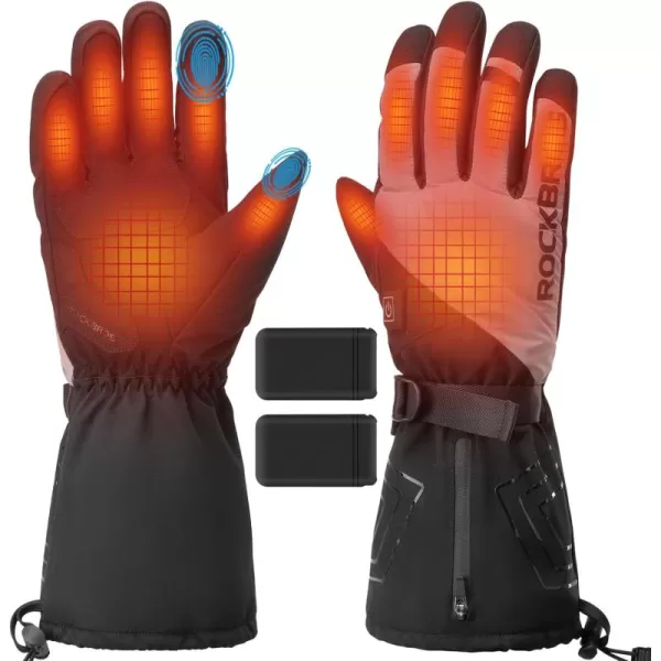 imageROCKBROS Heated Gloves for Men Women Rechargeable 4000mAh Battery Electric Heated Gloves Winter Motorcycle Gloves TouchscreenLarge