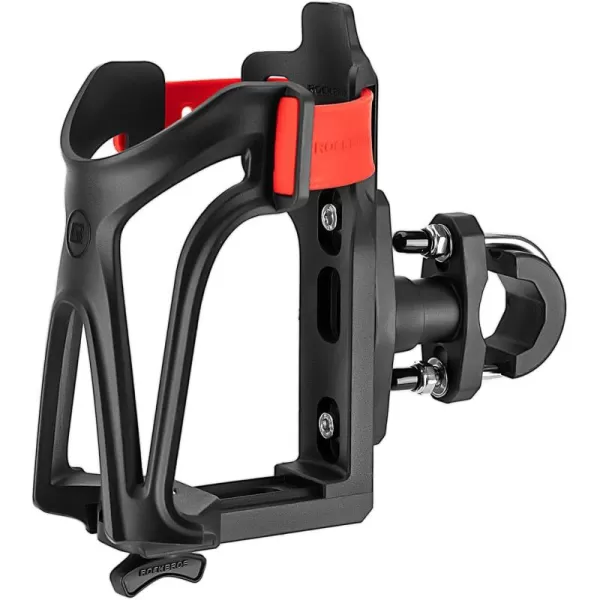 imageROCKBROS Motorcycle Cup Holder Bike Water Bottle Holder for 233quot Diameter Adjustable Bottles Size with 360Rotatable Base Bicycle Drink Cage for Handlebar Frame with Screw ToolBlack Red