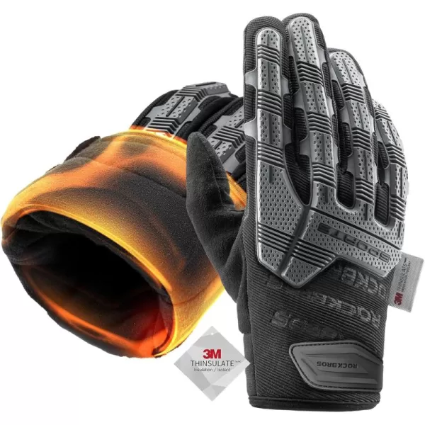 imageROCKBROS Motorcycle Gloves Mountain Bike Gloves Thermal Touchscreen for Men Women Full Finger Windproof Cycling Gloves with 6MM Gel Pad Palm Padding MTB Gloves for Dirt Bike Hiking Racing