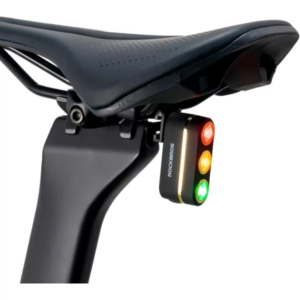 imageROCKBROS Smart Bike Tail Light TypeC Rechargeable LED Bike Taillight Bike Rear Light Bicycle Rear Cycling Safety Flashlight 5 Light Mode Options 2 Mount
