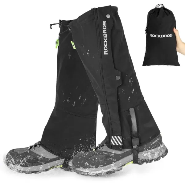 imageROCKBROS Snow Boot Leg Gaiters Waterproof Hiking Gaiters Winter Leg Gators Winter Sports Boot Leg Gaiters Snow Shoes GaiterBlack