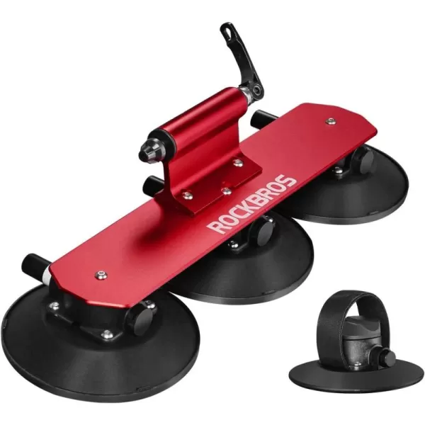 imageROCKBROS Sucker Bike Rack for Car Roof Suction Cup Bicycle Carrier Quick Release Aluminium Alloy Roof Rack for 3 Bikes1Bike Red