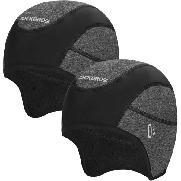 imageROCKBROS Winter Cycling Caps for Men Women Windproof Cycling Hat with Sun Visor Under Helmet Liner BlackNo Sun Visor Style One2 Packs