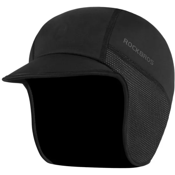 imageROCKBROS Winter Cycling Caps for Men Women Windproof Cycling Hat with Sun Visor Under Helmet Liner BlackWith Sun Visor1 Pack
