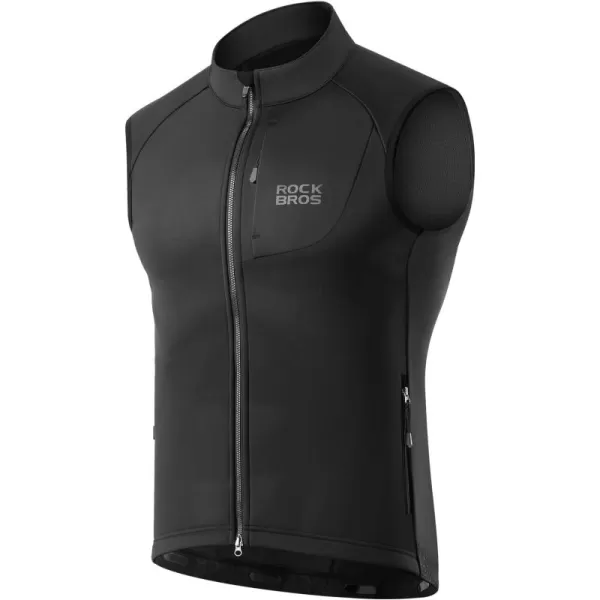 imageROCKBROS Winter Cycling Vest for Men Windbreaker Sleeveless Cycling Jacket with Zipper Pockets Cycling Hiking Golf Sports