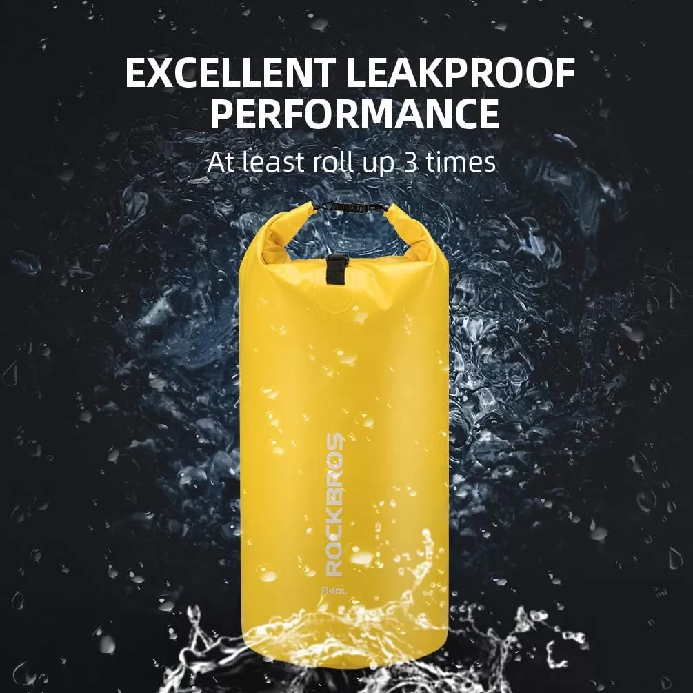 imageROCKBROS Waterproof Dry Bag Heavy Durable Beach Backpack 2L 5L 10L 20L 30L Floating Dry Sack for Boating Kayaking Camping Swimming Rafting Hiking FishingYellow