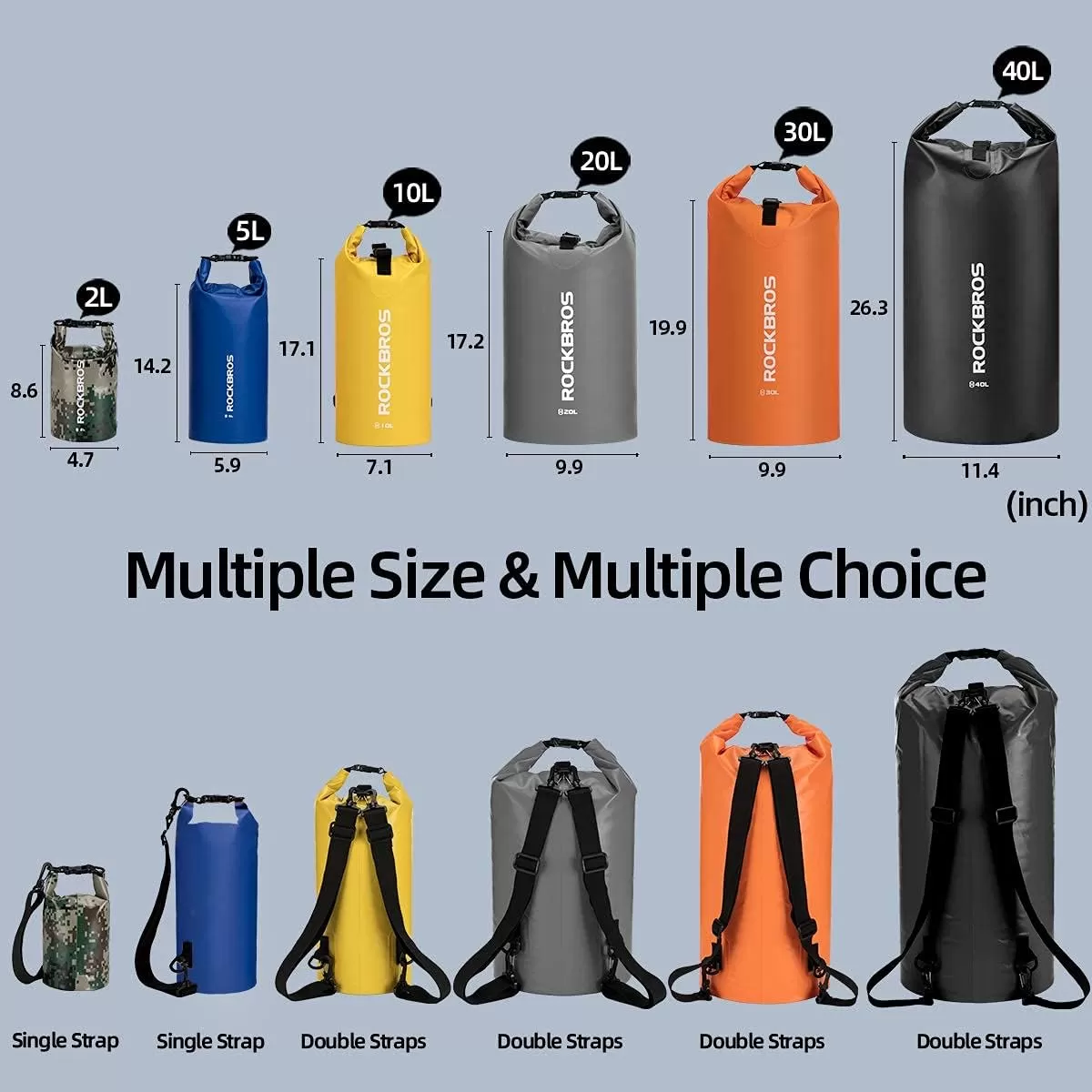 imageROCKBROS Waterproof Dry Bag Heavy Durable Beach Backpack 2L 5L 10L 20L 30L Floating Dry Sack for Boating Kayaking Camping Swimming Rafting Hiking FishingYellow