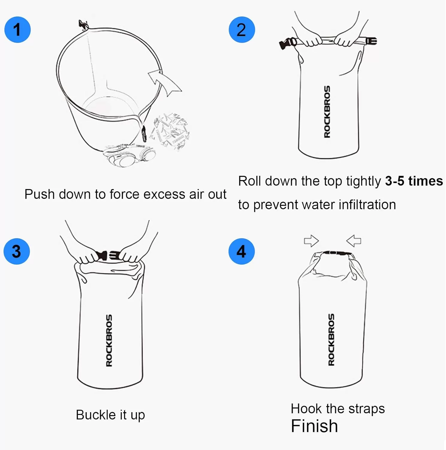 imageROCKBROS Waterproof Dry Bag Heavy Durable Beach Backpack 2L 5L 10L 20L 30L Floating Dry Sack for Boating Kayaking Camping Swimming Rafting Hiking FishingYellow