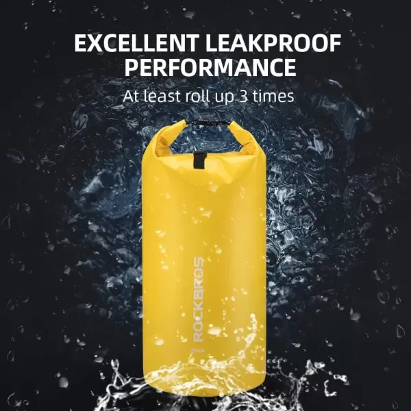 imageROCKBROS Waterproof Dry Bag Heavy Durable Beach Backpack 2L 5L 10L 20L 30L Floating Dry Sack for Boating Kayaking Camping Swimming Rafting Hiking FishingYellow