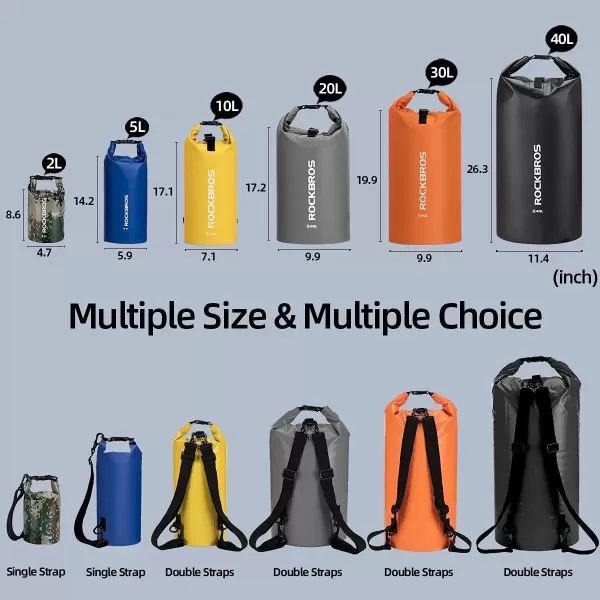 imageROCKBROS Waterproof Dry Bag Heavy Durable Beach Backpack 2L 5L 10L 20L 30L Floating Dry Sack for Boating Kayaking Camping Swimming Rafting Hiking FishingYellow