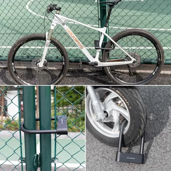 imageROCKBROS Smart Bike U Lock Fingerprint Bike Lock App Remote Unlock Heavy Duty Bicycle Lock Waterproof Bicycle ULock for Bike Motorcycle Scooter