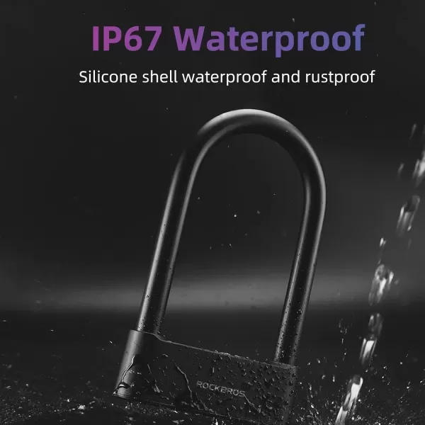 imageROCKBROS Smart Bike U Lock Fingerprint Bike Lock App Remote Unlock Heavy Duty Bicycle Lock Waterproof Bicycle ULock for Bike Motorcycle Scooter