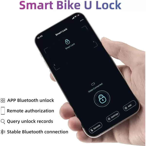 imageROCKBROS Smart Bike U Lock Fingerprint Bike Lock App Remote Unlock Heavy Duty Bicycle Lock Waterproof Bicycle ULock for Bike Motorcycle Scooter