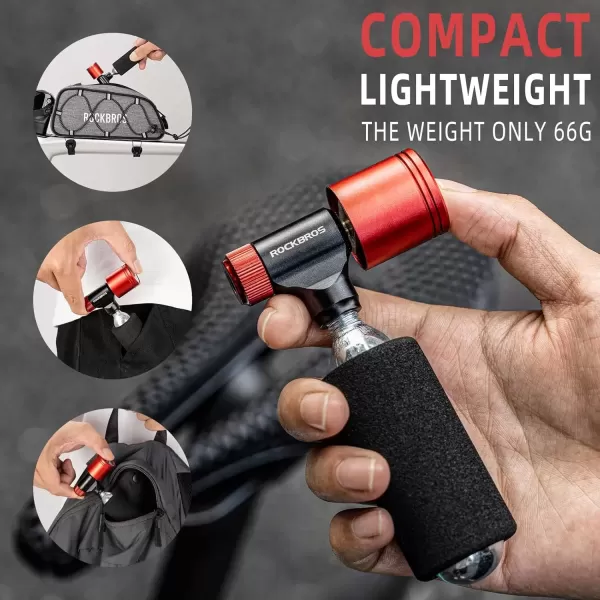 imageROCKBROS CO2 Inflator for Bike Tires with 160 PSI Barometer CO2 Bike Pump Presta ampamp Schrader Valve Fit Quick Easy Inflation Bike Tire Pump for Mountain Road BicyclesCO2 InflatorNo CO2 Cartridges