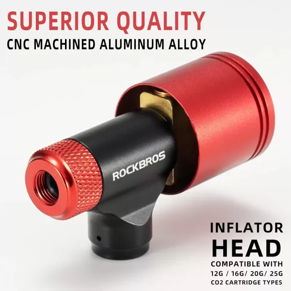 imageROCKBROS CO2 Inflator for Bike Tires with 160 PSI Barometer CO2 Bike Pump Presta ampamp Schrader Valve Fit Quick Easy Inflation Bike Tire Pump for Mountain Road BicyclesCO2 InflatorNo CO2 Cartridges