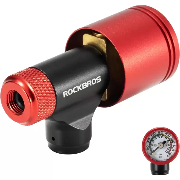 imageROCKBROS CO2 Inflator for Bike Tires with 160 PSI Barometer CO2 Bike Pump Presta ampamp Schrader Valve Fit Quick Easy Inflation Bike Tire Pump for Mountain Road BicyclesCO2 InflatorNo CO2 Cartridges