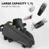 imageROCKBROS Top Tube Bike Bag Bike Frame Bag Bicycle Bag Bike Pouch Pack Cycling Accessories for Road Mountain Bike Compatible with iPhone 11 XS Max XR Fit 65