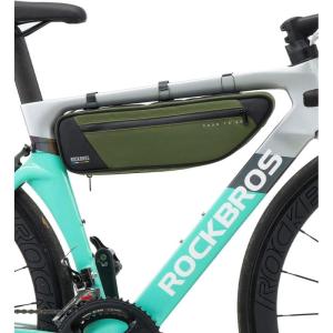 imageROCKBROS Bike Frame Bag Bike Bag Bike Triangle Bag Waterproof Road to Sky Series Bike Top Tube Bag for CyclingGreen