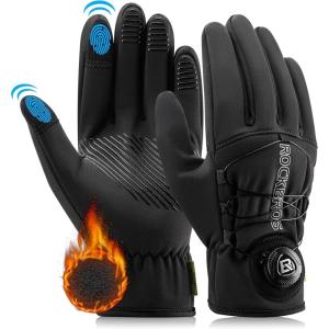 imageROCKBROS Winter Cycling Gloves for Men Women Thermal Full Finger Winter Bike Gloves Windproof Gloves with Touchscreen for MTB Motorcycle Outdoor Sports