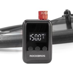imageROCKBROS Mini Bike Pump Portable Electric Bicycle Pump with Digital Pressure Gauge 150PSI Bike Air Pump Tire Inflator 500mAh with Presta and Schrader Valve for Mountain Road BikesEBike Ball
