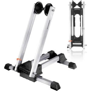 imageRock BROS Foldable Bike Stand Floor Alloy Bicyle Stand Folding Indoor Parking Wheel Holder Fit 2029WhiteW