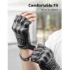 imageROCKBROS Leather Motorcycle Gloves for Men Fingerless Riding Gloves Summer Breathable Hard Knuckle Womens Motorcycle GlovesAsian Size M