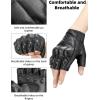 imageROCKBROS Leather Motorcycle Gloves for Men Fingerless Riding Gloves Summer Breathable Hard Knuckle Womens Motorcycle GlovesAsian Size M