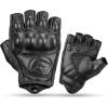 imageROCKBROS Leather Motorcycle Gloves for Men Fingerless Riding Gloves Summer Breathable Hard Knuckle Womens Motorcycle GlovesAsian Size M