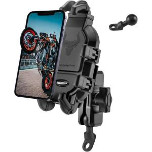 imageROCKBROS Motorcycle Bike Phone Mount with Vibration Dampener for 4771 inch Phones Universal Handlebar Mount BlackRearview Mirror Mount