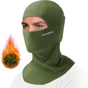 imageROCKBROS Cold Weather Balaclava Ski Mask for Men Windproof Thermal Winter Scarf Mask Women Neck Warmer Hood for CyclingDeep Green