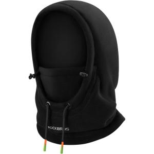 imageROCKBROS Ski Mask Balaclava for Men and Women WindResistant Winter Fleece Warm Hood Face Cover Hat Cap ScarfBlack