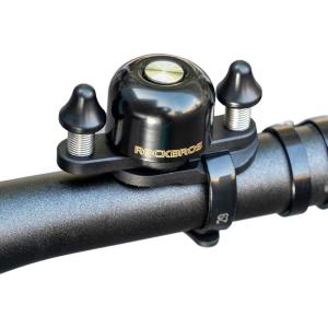imageROCKBROS Bike Bell for Adults 180 Degrees Adjustable DualHammer Bicycle Bell  Loud Brass Ring Universal StrapOn Mount for RoadMountainEBikes Mini ampamp Stylish DesignBlack