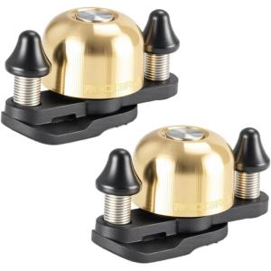 imageROCKBROS Bike Bell for Adults 180 Degrees Adjustable DualHammer Bicycle Bell  Loud Brass Ring Universal StrapOn Mount for RoadMountainEBikes Mini ampamp Stylish DesignGoldenGolden